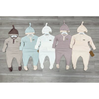 bộ sơ sinh cài giữa liền bao tay chân Cookie TẶNG kèm mũ, chất tăm mềm mịn thun giãn cho bé CK12285