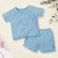 Bộ sơ sinh tính năng ngắn, vải lưới Animo (0-9M,Xanh)