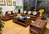 Bộ sofa 2 văng lớn chân đùi gà gỗ sồi G003