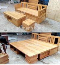 Bộ sofa giường 2 trong 1 gỗ sồi 1m70 x 2m
