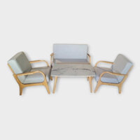Bộ sofa gỗ IBIE Trim nệm mousse D40 bọc vải cao cấp, khung gỗ cao su, tùy chọn màu sắc, chất lượng xuất khẩu