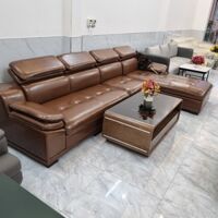 Bộ Sofa Góc Bọc Da Cao Cấp Màu Nâu 3m x 1m8