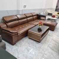 Bộ Sofa Góc Bọc Da Cao  Cấp Màu Nâu  3m x 1m8