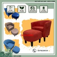 Bộ Sofa mini nhỏ gọn vải Nhung - Bộ ghế Salon nệm kết hợp ghế đơn đa năng- Ghế sopha đơn thư giãn kèm ghế đôn nhỏ