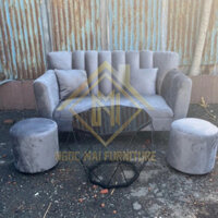 Bộ sofa múi 1m4 màu xám vải nhung, sofa mini đặt phòng khách bọc vải nỉ - làm theo màu yêu cầu - bh 12 tháng - p02