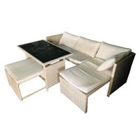 Bộ sofa nhựa giả mây màu kem