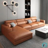 Bộ sofa phòng khách bọc da góc L nhăn tự nhiên S186