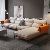 Bộ sofa phòng khách bọc da, khung gỗ sồi, chân sắt sơn tĩnh điện, đệm bọt biển phong cách bắc âu + tặng 4 gối  cao cấp