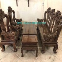 Bộ sofa Tam Sư Nghê Ba Đầu gỗ Mun Đuôi Công