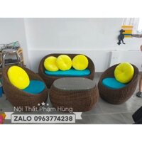 Bộ Sofa trứng dây tròn mây nhựa thư giãn giá rẻ