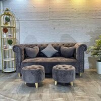 Bộ Sofa Xám Lông Chuột Phòng Khách - Sofa Phòng Chờ 1m8 | Ghế Sofa Cổ Điển