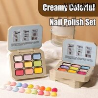 Bộ sơn móng tay đầy màu sắc VMCRTD 3g * 9 màu, Gel kem rắn lưới chín vuông lâu trôi, Bảng màu móng tay đa năng màu sắc mùa hè dành cho nữ Bạn gái