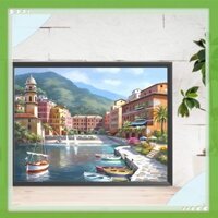 Bộ sơn theo số trên vải DIY Oil Art Lakeside Picture Home Wall Decor [aigoni.vn]