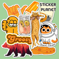 Bộ sticker chống thấm nước trang trí mũ bảo hiểm, laptop chủ đề tông màu cam orange - Set 50 - Decal thường