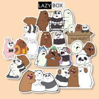 Bộ sticker chống thấm nước trang trí mũ bảo hiểm, laptop chủ đề 3 chú gấu we bare bears  20 hình - 3 chú gấu we bare bears  10 hình - Decal chống nước