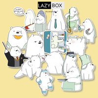 Bộ sticker chống thấm nước trang trí mũ bảo hiểm, laptop chủ đề 3 chú gấu we bare bears  20 hình - Gấu trắng  16 hình  - Decal chống nước