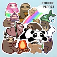 Bộ sticker chống thấm nước trang trí mũ bảo hiểm, đàn, guitar, ukulele, điện thoại laptop, dán sticker macbook sticker chủ đề con lười - Set 20