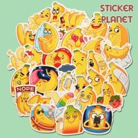 Bộ sticker chuối vàng cute ngộ nghĩnh hài hước trang trí mũ bảo hiểm, đàn, guitar, ukulele, điện thoại laptop - Set 30,Chống nước