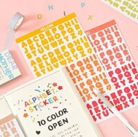 Bộ Sticker dán chữ cái alphabet, số, ký hiệu trang trí sổ tay DIY, sticker dán mũ bảo hiểm, laptop Tuệ Minh