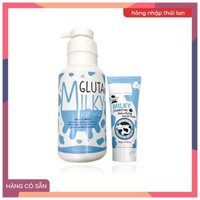 Bộ sữa tắm trắng da và rửa da mặt Gluta Milk thái lan