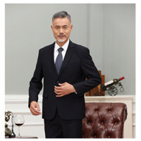 bộ suit đen trung niên cao cấp vest nam trung niên