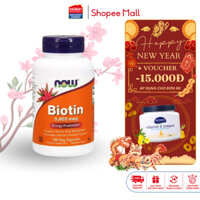 Bổ sung Biotin giúp mọc tóc Now Biotin 5000mcg 120 viên làm đẹp da, tóc, móng, hỗ trợ miễn dịch