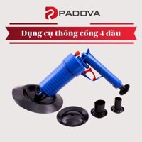 Bộ Súng Thông Tắc Cống, Bồn Cầu Bằng Khí Nén Với 4 Đầu Thay Thế PADOVA 5650