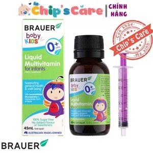 Bổ sung vitamin nhóm B và multivitamin cho trẻ Brauer Baby & Kids Liquid Multivitamin for Infants 0+ 45ml