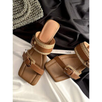 [Bộ sưu tập 1.100.000 người] Giày cao gót Giày đế bệt đế bệt Dép nữ 2025 Phong cách mới mặc ngoài mùa hè Giày sandal thời trang nâng cao thời trang nữ