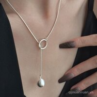 [Bộ sưu tập 11k người] Dây chuyền bi tròn nhỏ bằng bạc S925 chải, phong cách Pháp cao cấp, thanh lịch, sang trọng nhẹ nhàng, dây chuyền áo len đơn giản, dây chuyền xương đòn niche