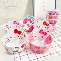 Bộ sưu tập 13k người] Bát trẻ em thân thiện với môi trường Hello Kitty My Melody Baby, bộ đồ ăn đặc biệt chống rơi với thìa ăn bổ sung và đũa