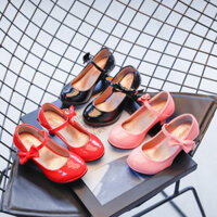 [Bộ sưu tập 1.4.000 người] Giày da nhỏ cho bé gái Giày cao gót trẻ em 20.000 mùa xuân Phong cách mới Giày công chúa bé gái thời trang Nơ trẻ em trung lớn