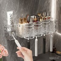 [Bộ sưu tập 15k người] Giá đỡ bàn chải đánh răng không cần khoan, cốc bàn chải đánh răng, cốc nước rửa miệng, giá treo tường, bộ đồ dùng nhà tắm