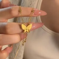 [Bộ sưu tập 1.8.000 người] Phương pháp cổ xưa Vòng cổ tua rua bướm vàng cát Trung Quốc mới Thoát khỏi công chúa Dây chuyền xương đòn phù hợp cao cấp