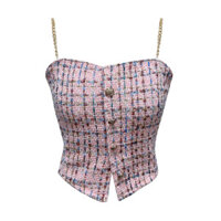 [Bộ sưu tập 2.20.000 người] Áo Vest ống họa tiết phong cách Chanel Áo Vest nữ mùa hè 2025 Phong cách mới bên trong ngọt ngào Cô gái nóng bỏng gợi cảm ngắn dây đeo nhỏ