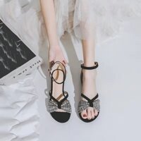 [Bộ sưu tập 2459 Người] Dép Gót Nữ Dép Mùa Hè Gót Thấp Phong Cách Chanel Giày Cao Gót Nơ Sinh Viên Đại Học Gót Chân Váy Phong Cách Phương Tây