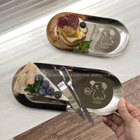 Bộ sưu tập 2.700 người Khay làm bánh Hàn Quốc Thép không gỉ Hình chữ nhật Phong cách Hồng Kông Đĩa bánh tráng miệng Trang sức Lưu trữ Chảo nướng Cafe 3.C14