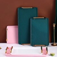 [Bộ sưu tập 3281 người] Khay hình chữ nhật gia đình sang trọng nhẹ Bắc Âu Cốc nước Cốc trà Đĩa làm đẹp Salon lưu trữ thương mại Khay nhựa có tay cầm 2.20 F4NV