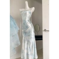 [Bộ sưu tập 3.6000 người] Đầm đeo chéo màu xanh phong cách Chanel Nữ mùa hè 2025 Phong cách mới Chạy bộ công chúa cổ điển Váy cổ điển❤3.29❤