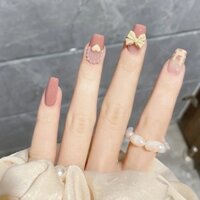 [Bộ sưu tập 4.8.000 người] Móng tay đeo thủ công tươi sữa dâu dễ thương chảy trái tim mềm mại Phong cách chị em Làm móng tay Đeo móng tay Ngọc trai Phong cách học sinh