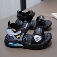 Bộ sưu tập 5226 người, dép sandal cho bé trai 2025, giày mùa hè mới bằng da thật, đế mềm, không trượt, giày trẻ em cho bé trai lớn, học sinh, giày bãi biển cho trẻ em