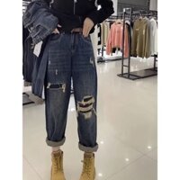 [Bộ sưu tập 528 người] Quần jean rách cổ điển dành cho nữ mùa hè Phong cách mỏng Kích thước lớn Hình quả lê Thân dáng rộng thon gọn hơn Nhìn đến mắt cá chân Quần Harlan Daddy20250302