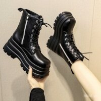[Bộ sưu tập 83k người] Giày tăng chiều cao cosplay 20cm, giày đế dày giảm cân 9cm, phong cách Anh, giày bốt ngắn mới, bốt Martin ngắn