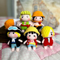 Bộ sưu tập búp bê bằng len Handmade ONE PIECE băng mũ rơm dễ thương