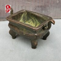 Bộ Sưu Tập Cổ Bột Cũ Đồng Nguyên Chất Cong Tai Vuông Bốn Chân Nhân Vật Trong Suốt Đáy Lư Hương Đồng Đồ Trang Trí Cảnh Sát Nhỏ