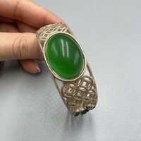 Bộ sưu tập cổ Mã não Ice Vòng tay trong suốt Bạc Tây Tạng Vòng tay phong cách dân tộc Bộ sưu tập cổ Khu vực chảy ngược Bạc cũ Kẻ sọc mã não xanh Vòng tay trong suốt Bạc Tây Tạng Vòng tay phong cách dân tộc 3.24