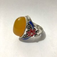 Bộ sưu tập cổ Quốc gia Đồ cũ Daqing Qianlong Năm-Made Sáp ong Bạc nguyên chất Cờ lê Nhẫn ngón tay 1.16.58