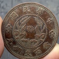 Bộ sưu tập cổ Tấm đồng cũ Cộng hòa Trung Quốc Đồng xu Đặng Baiwen Đồng đô la đôi cờ Đồng xu Dân gian Đồ cũ Đánh giá cao 2.27.01