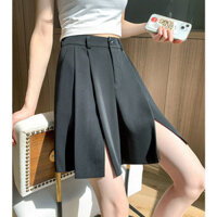 [Bộ sưu tập của 10.000 người] Quần short cạp cao dành cho phụ nữ 2025 rộng rãi mùa hè phong cách mới Hàn Quốc Quần Culottes giản dị xẻ tà quần ống rộng tất cả các kết hợp