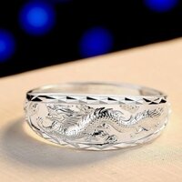 [Bộ sưu tập của 1040 người] Nhẫn bạc nguyên chất 999 Rồng và Phượng Nhẫn bạc Sterling Nhẫn cưới mở Nhẫn Rồng quà tặng ngày lễ tình nhân nhẫn trang sức bạc xu hướng